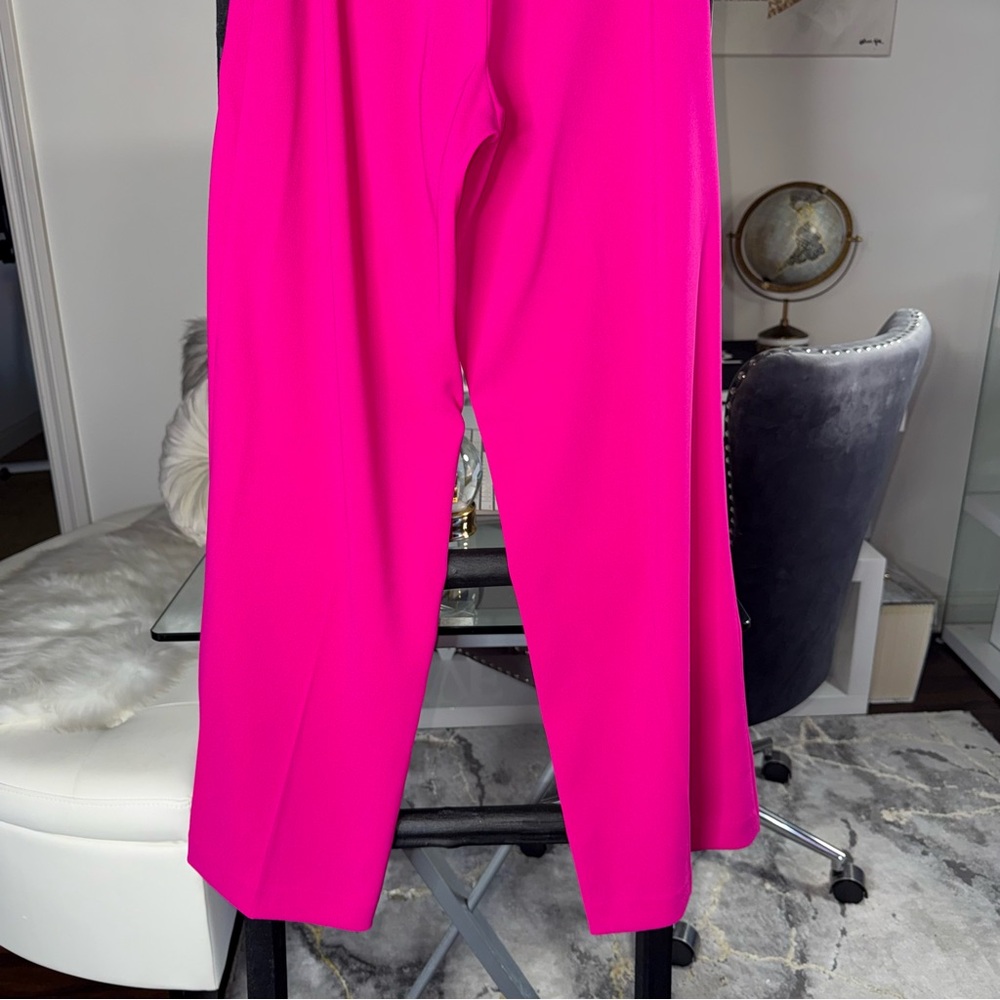 New Express Editor Hot Pink High Waisted Wide Leg Tailored Dress Pants Womens 4 - Picture 7 of 11